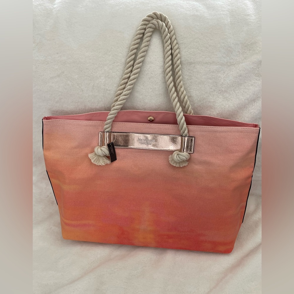 Victoria's Secret Bombshell Sundrenched Cotton Canvas Tote and beach tow… - Picture 8 of 14